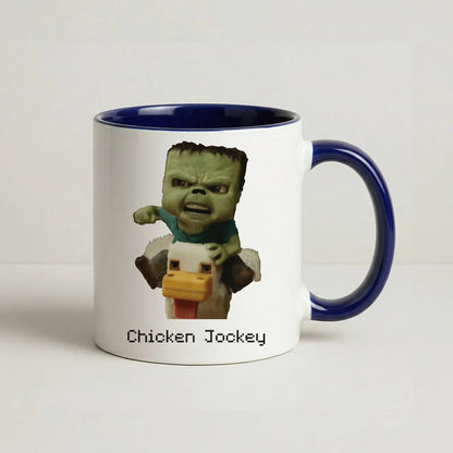 Chicken Jockey  Coffee Navy Blue Mug