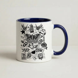 Harry Tattoos Coffee Navy Blue Mug