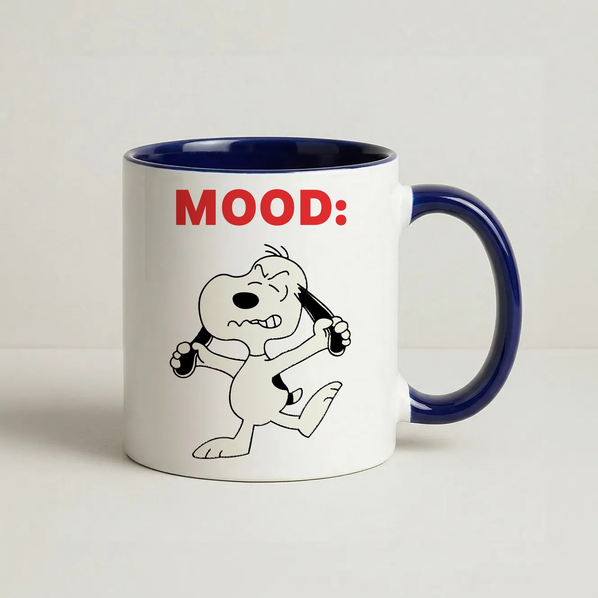 Mood Cartoon Beagle  Coffee Navy Blue Mug
