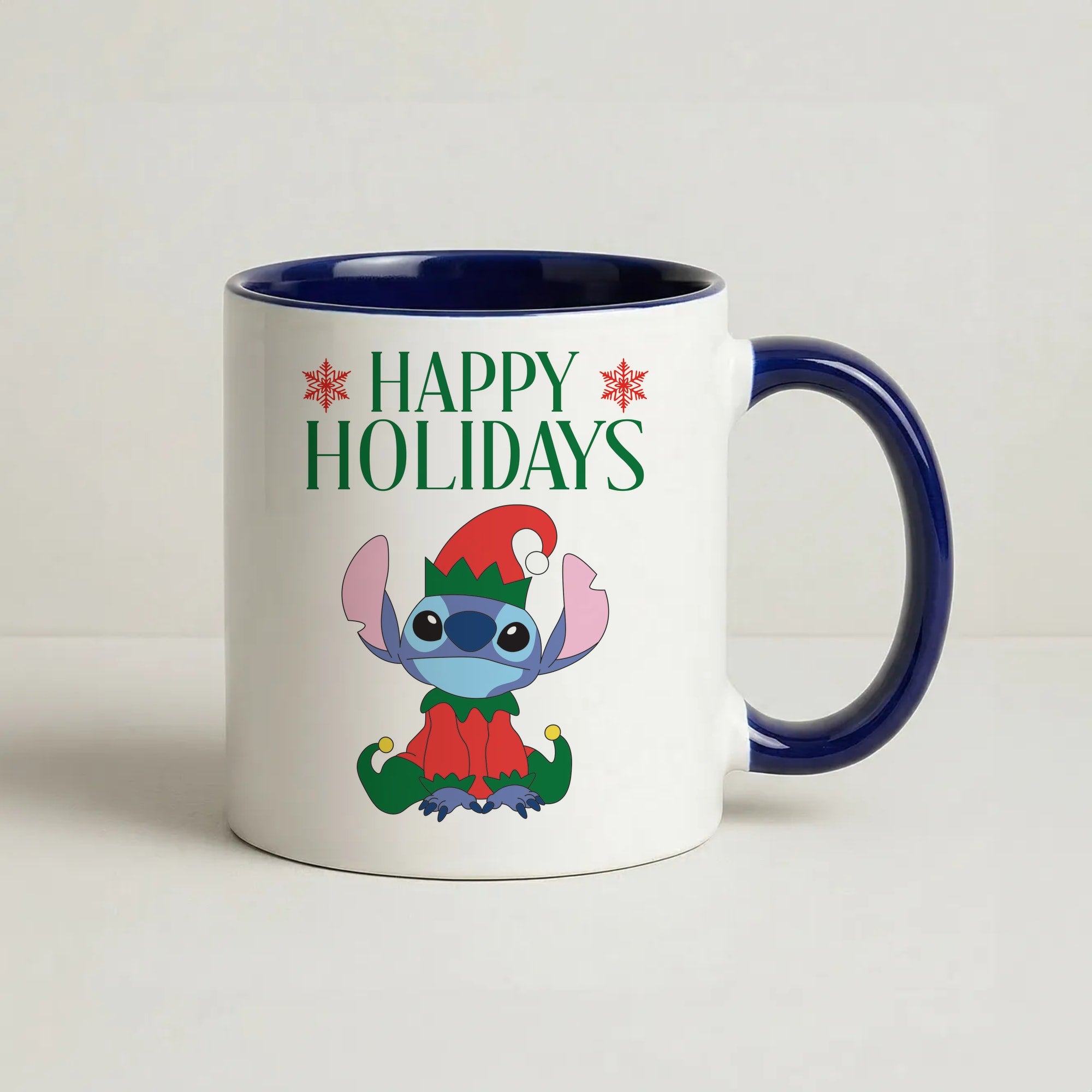Cute Blue Alien Elf Coffee Navy Blue Mug