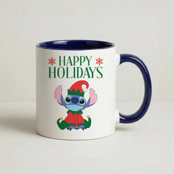 Cute Blue Alien Elf Coffee Navy Blue Mug