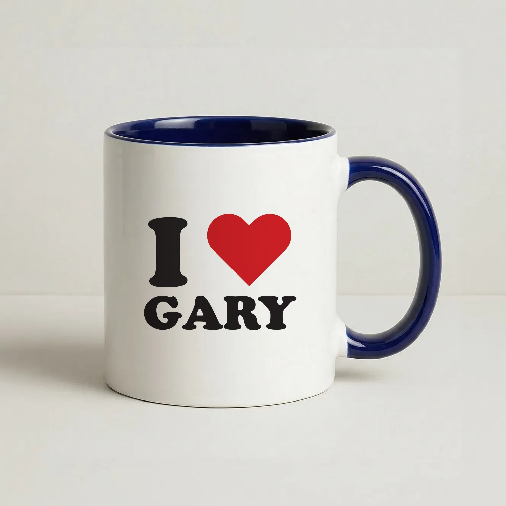 I Love Gary Coffee Navy Blue Mug