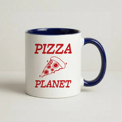 Retro Pizza Planet  Coffee Navy Blue Mug