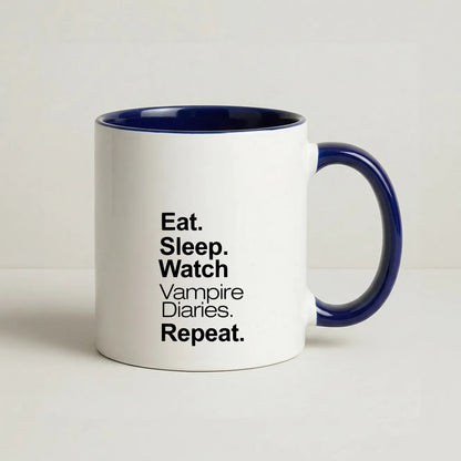 Eat Sleep Watch VPD Repeat Coffee Navy Blue Mug