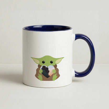 Baby Yoda - Personalised Couples Coffee Navy Blue Mug
