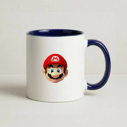 Mario Face - Mario Coffee Navy Blue Mug