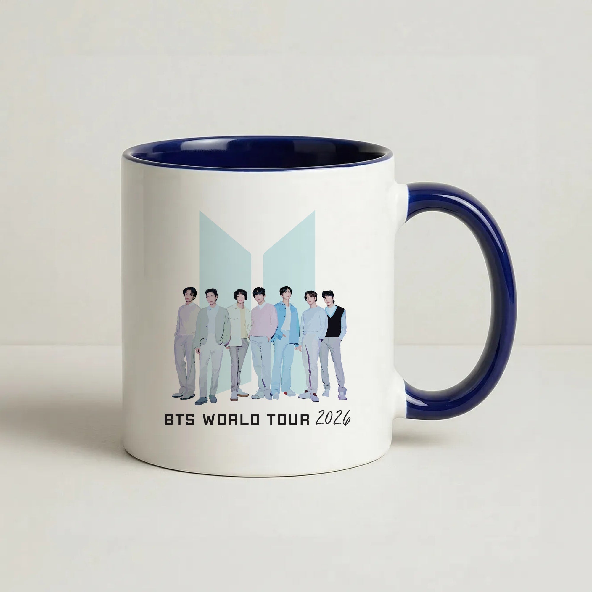 K-Pop Band Tour Pastel Blue Coffee Navy Blue Mug