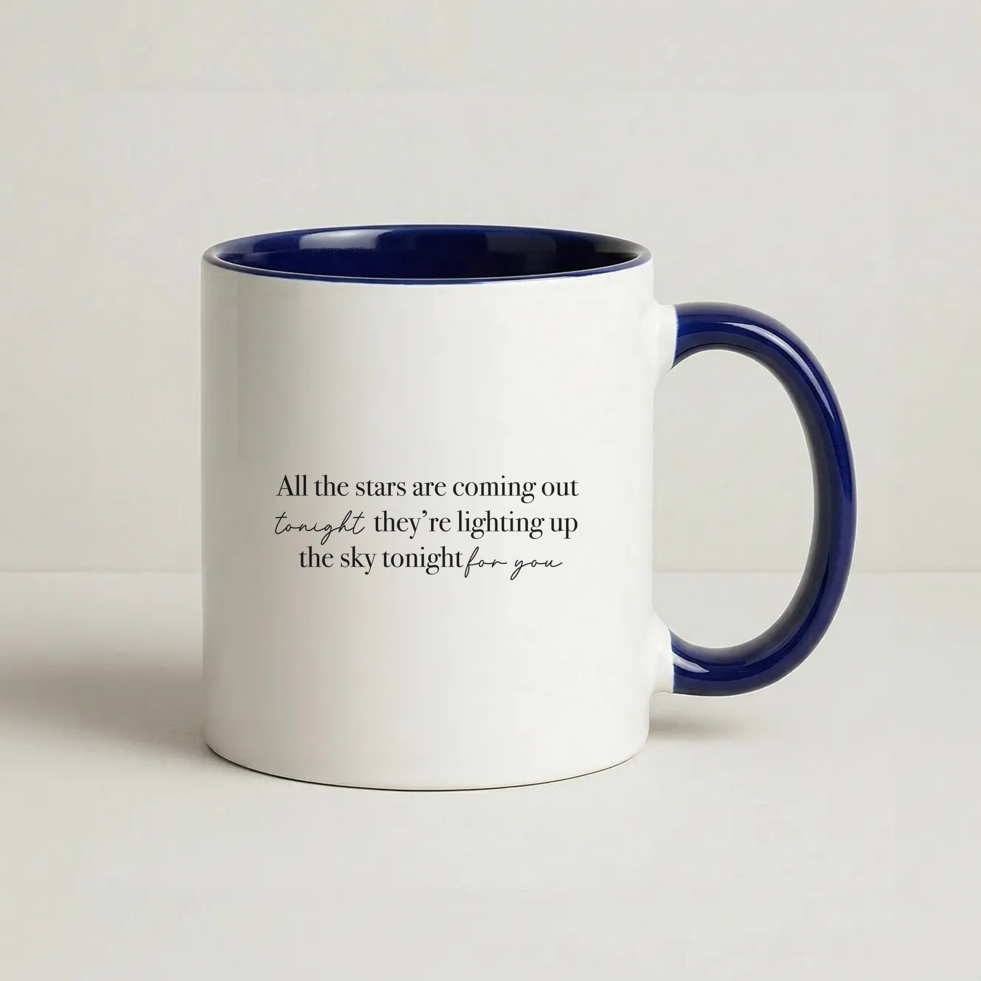 Lighting Up The Sky Tonight Coffee Navy Blue Mug