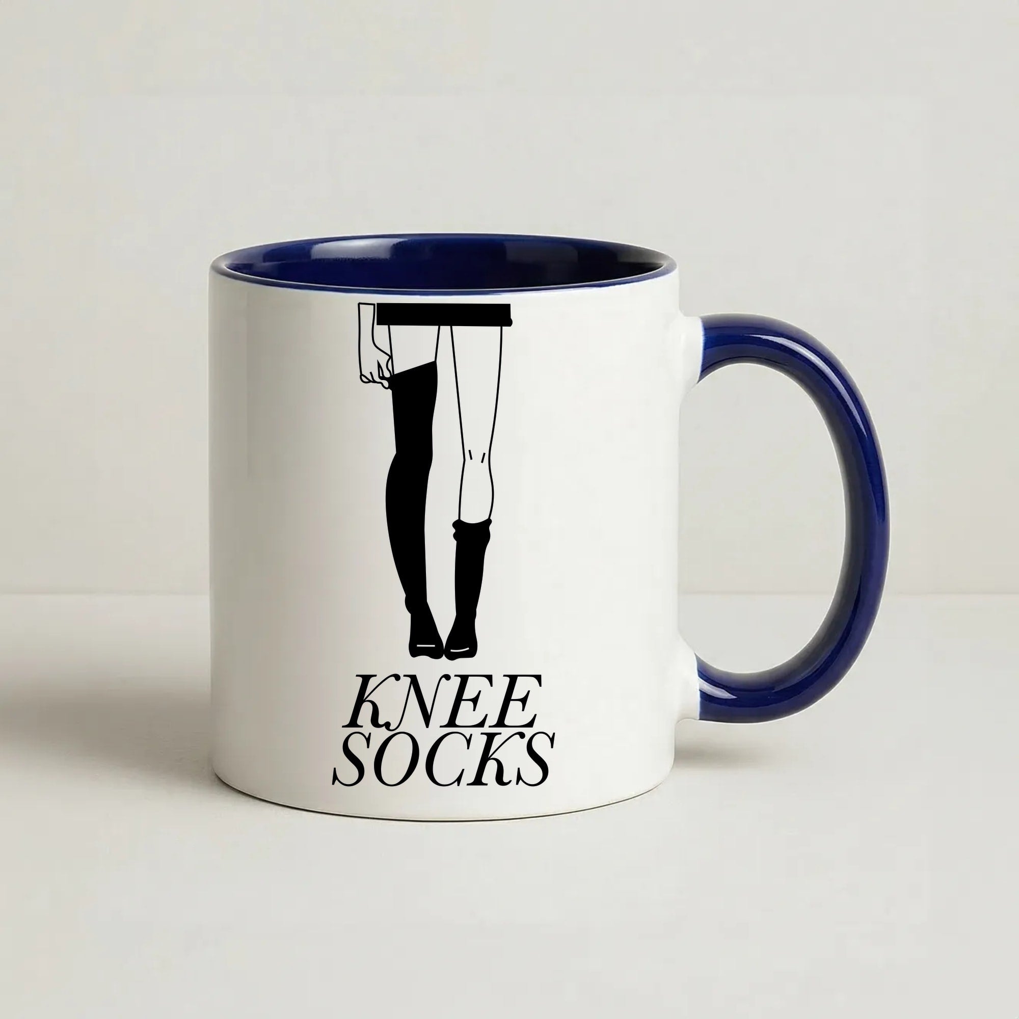 Knee Socks Coffee Navy Blue Mug