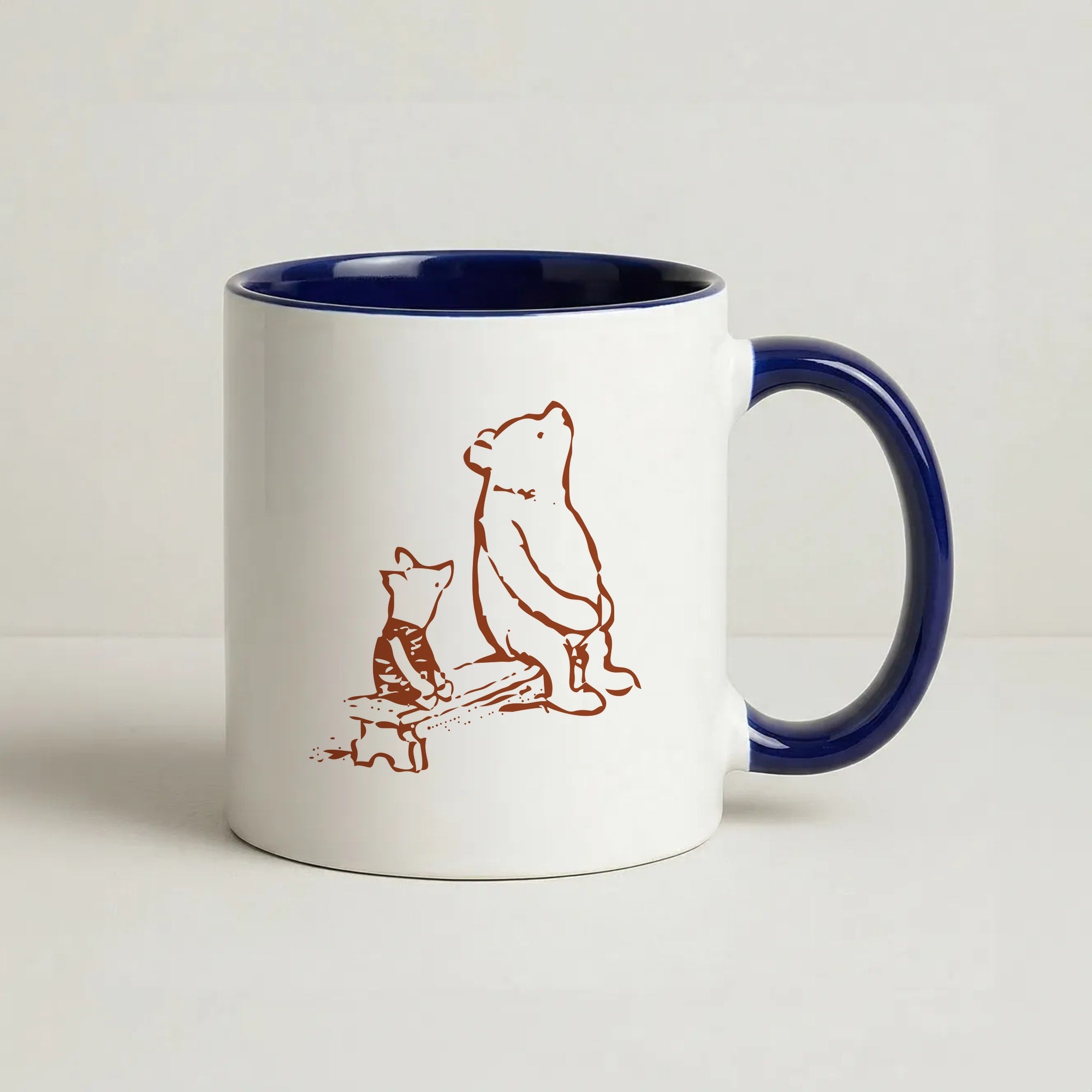 Winnie & Pig Coffee Navy Blue Mug