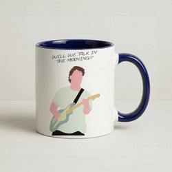 Will We Talk In The Morning Yellow Coffee Navy Blue Mug