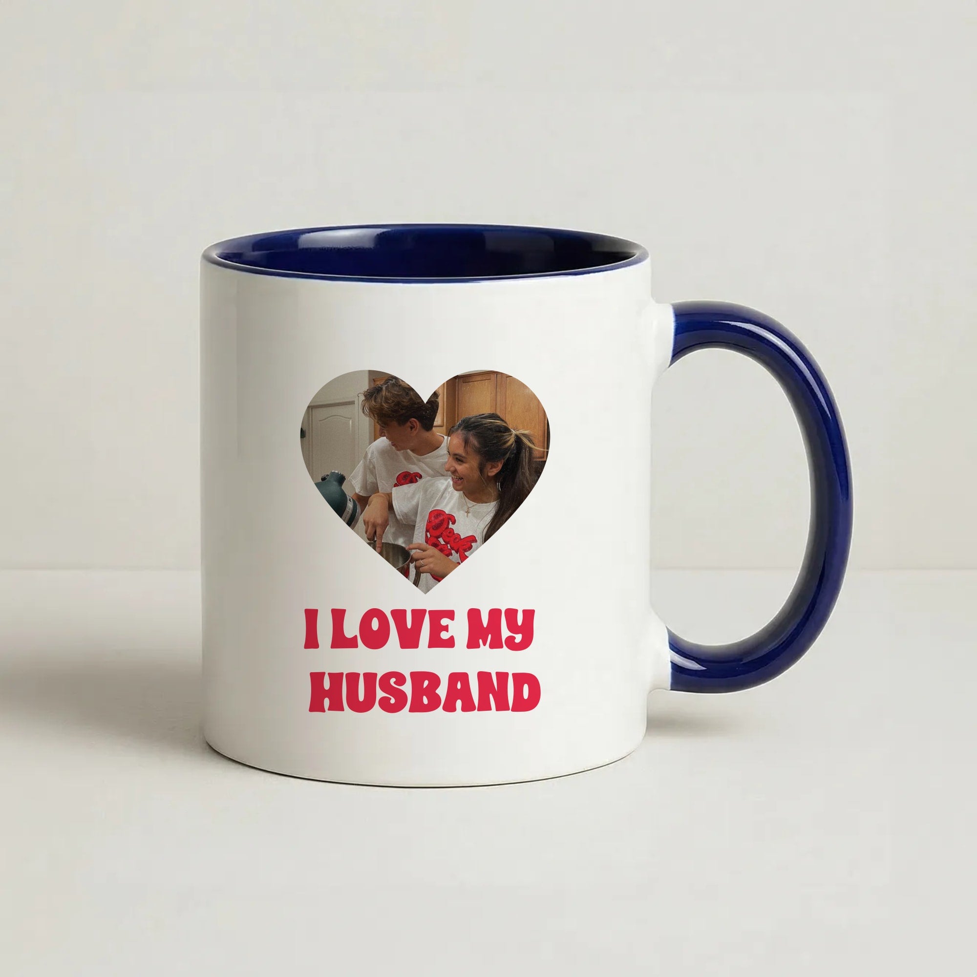 I Love My Husband - Personalised Couples Coffee Navy Blue Mug