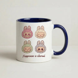 Happiness Is Eternal Monsters Coffee Navy Blue Mug