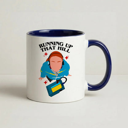 Running Up That Hill Coffee Navy Blue Mug