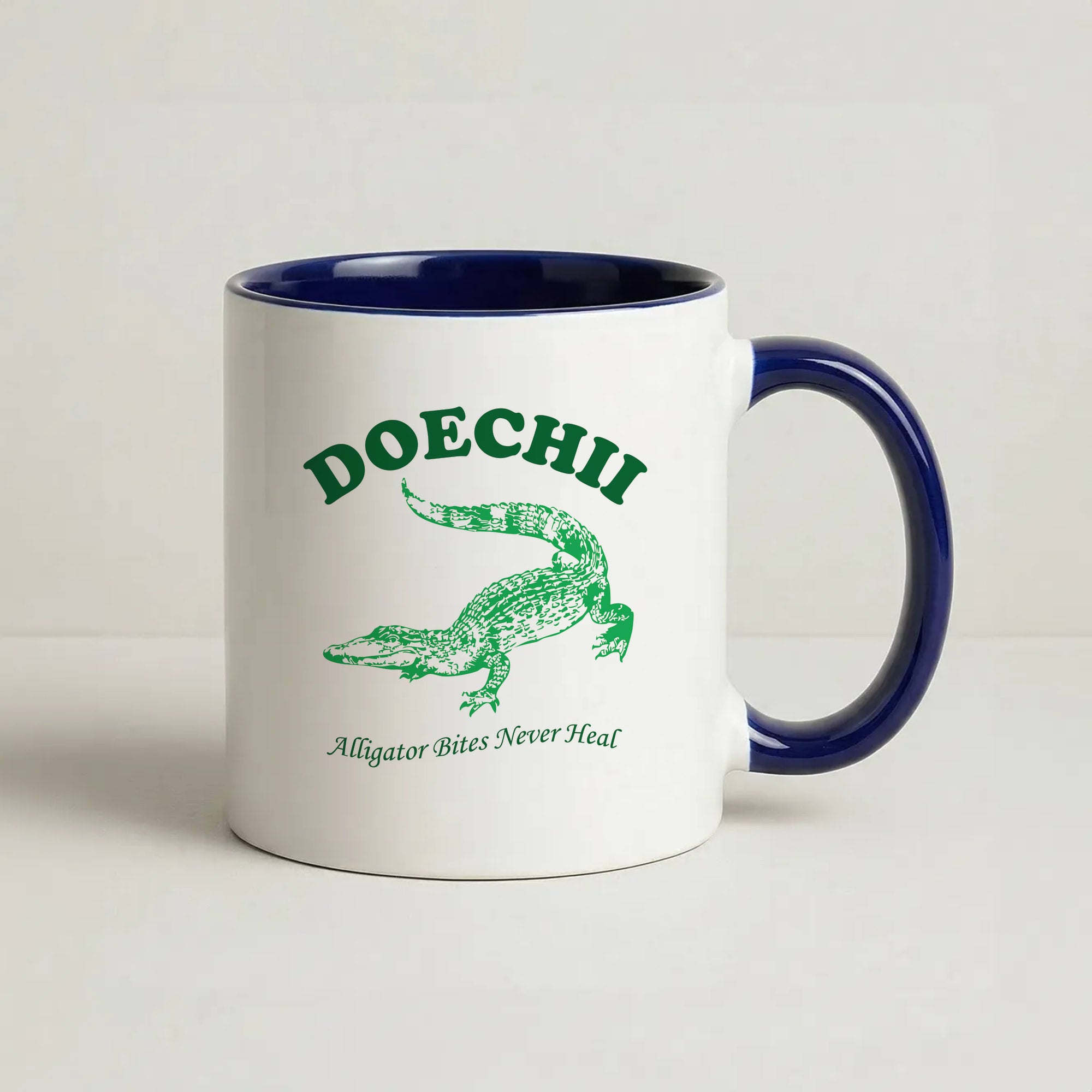 Alligator Bites Never Heal Collage Coffee Navy Blue Mug
