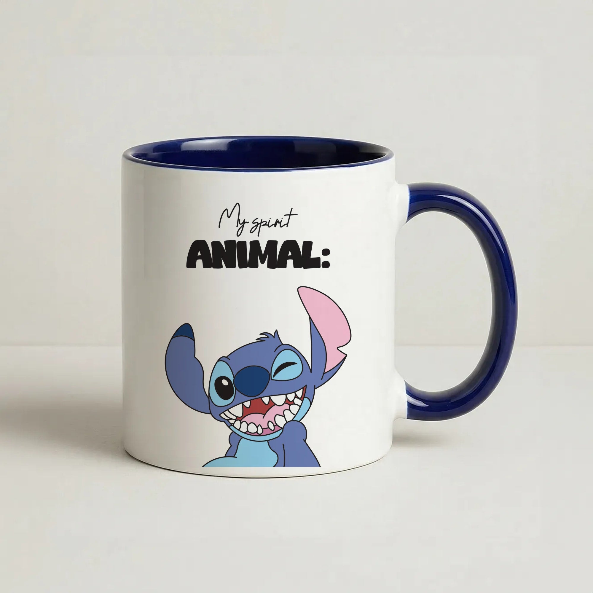 My Sprit Animal Blue Alien Coffee Navy Blue Mug