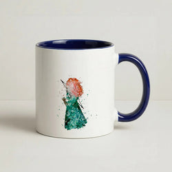 Watercolour Princess Merida Brave Fairytale Coffee Navy Blue Mug