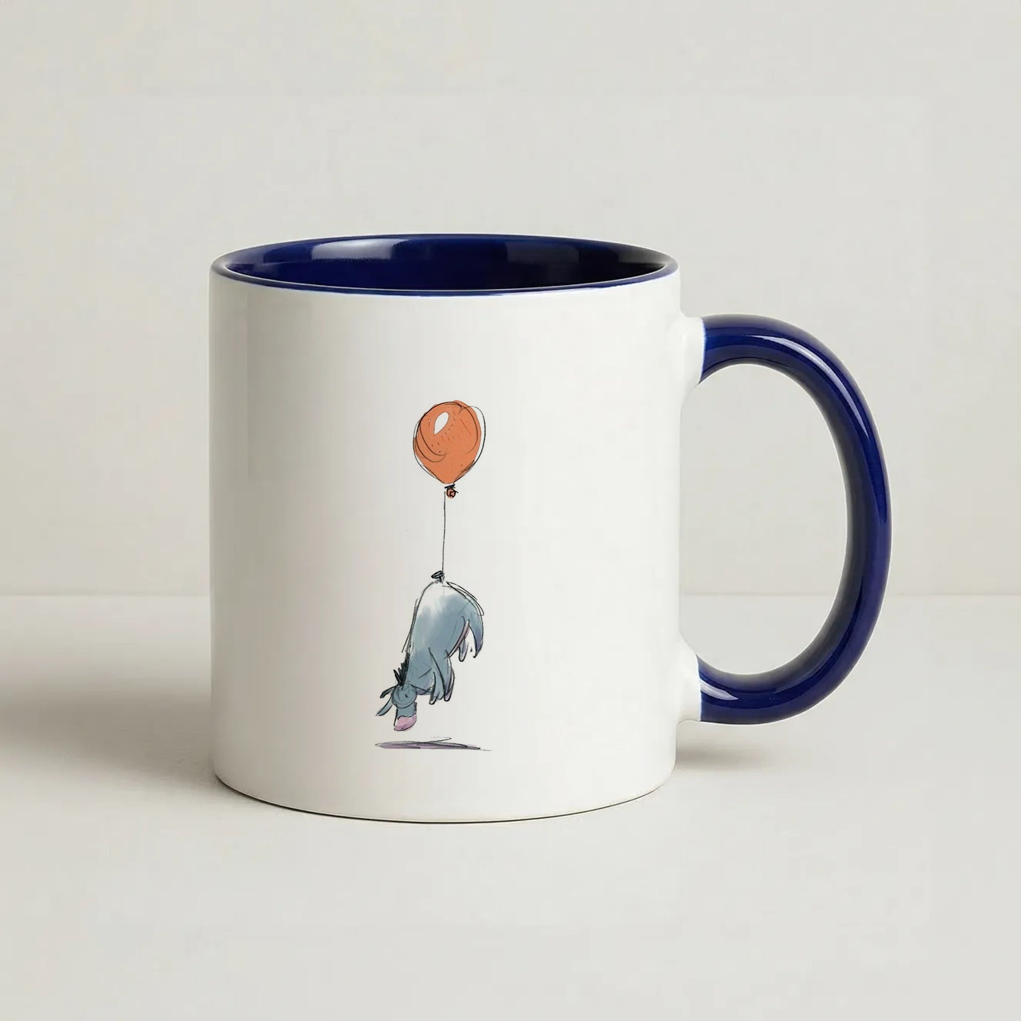 Donkey And His Balloon Coffee Navy Blue Mug
