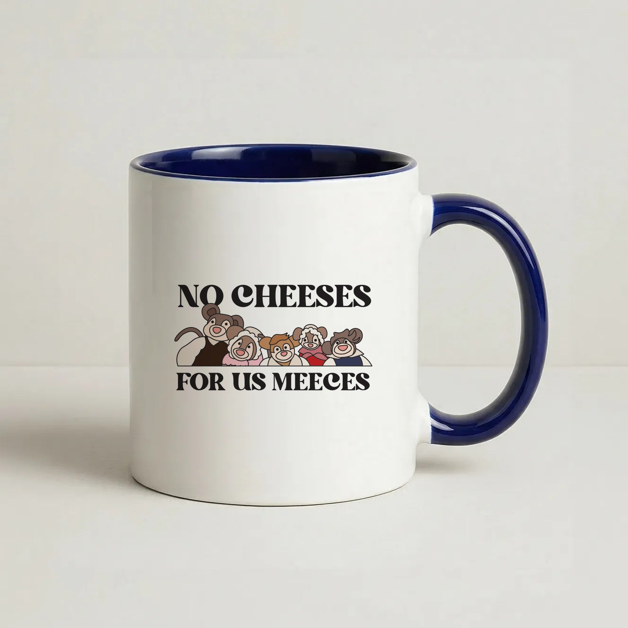 No Cheeses For Us Meeces II Coffee Navy Blue Mug