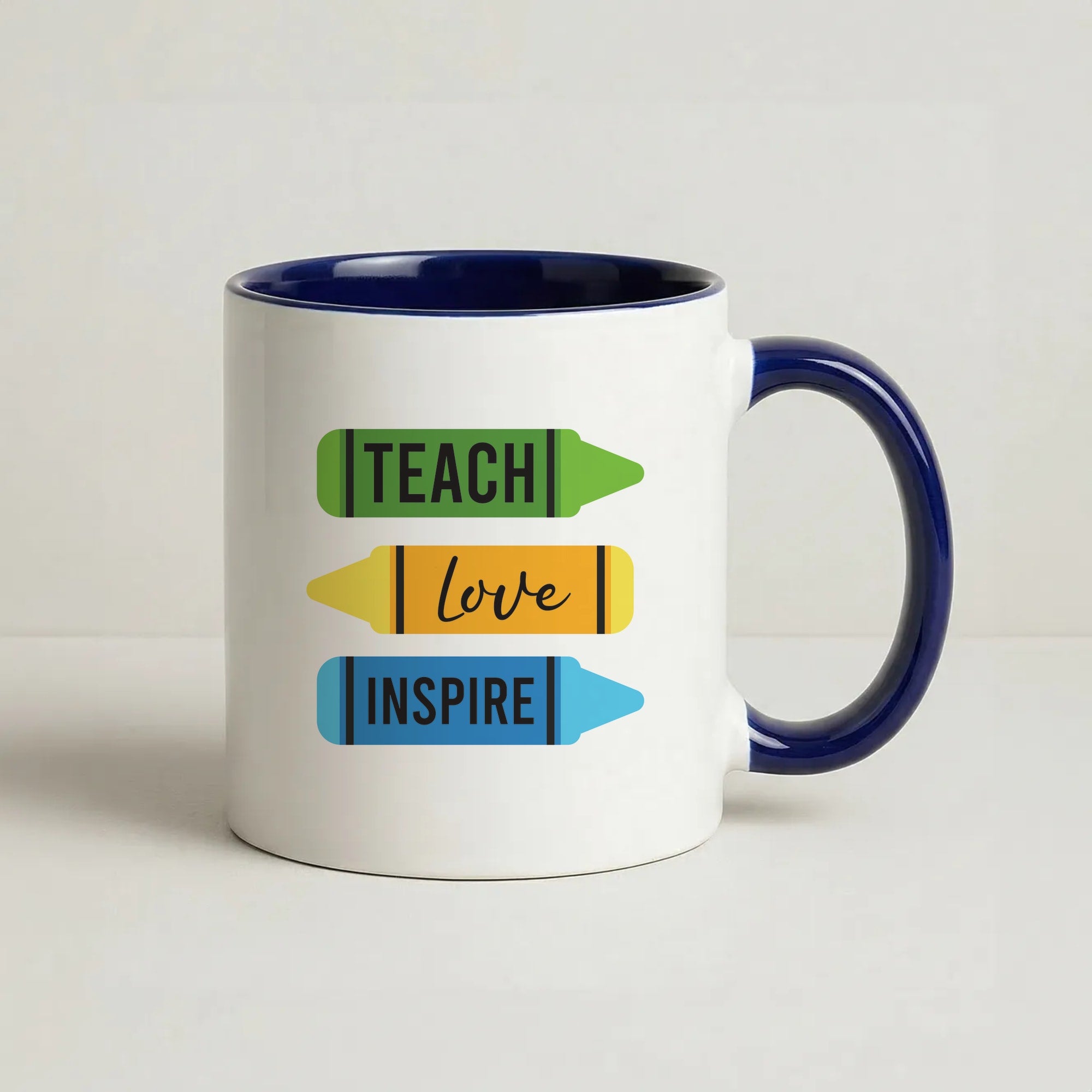 Teach, Love, Inspire Coffee Navy Blue Mug