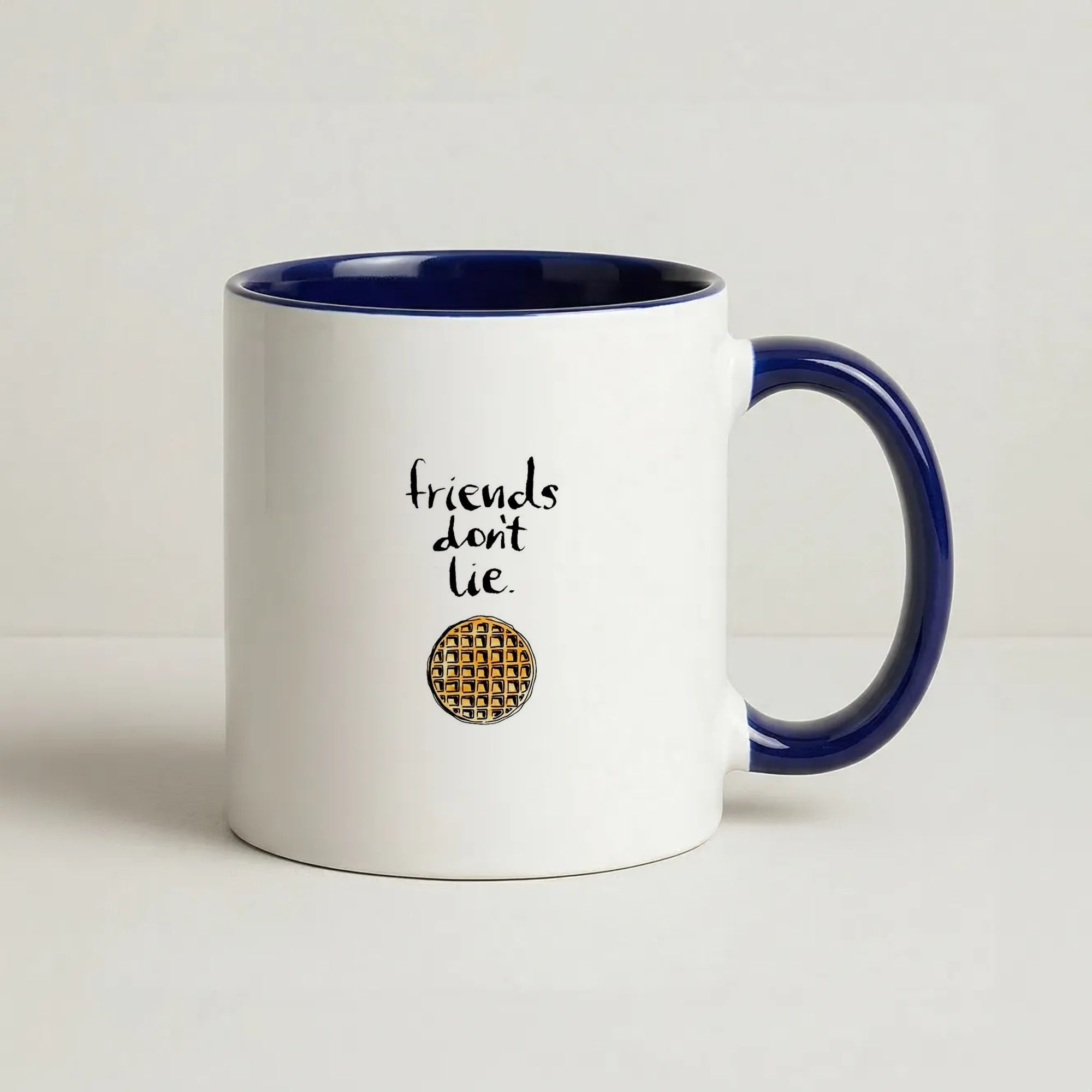Friends Don't Lie Waffle Coffee Navy Blue Mug