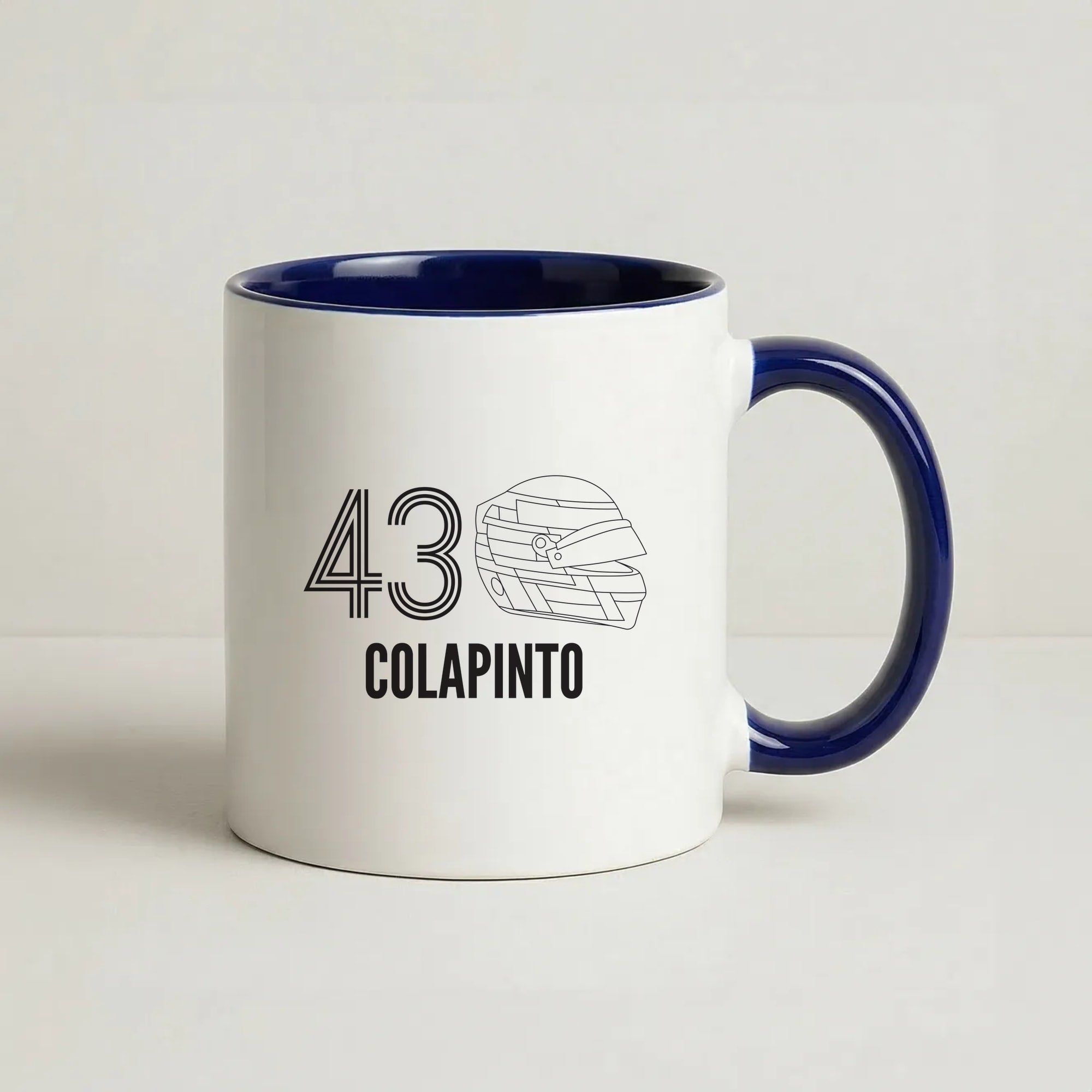 Colapinto Helmet 2026 Coffee Navy Blue Mug