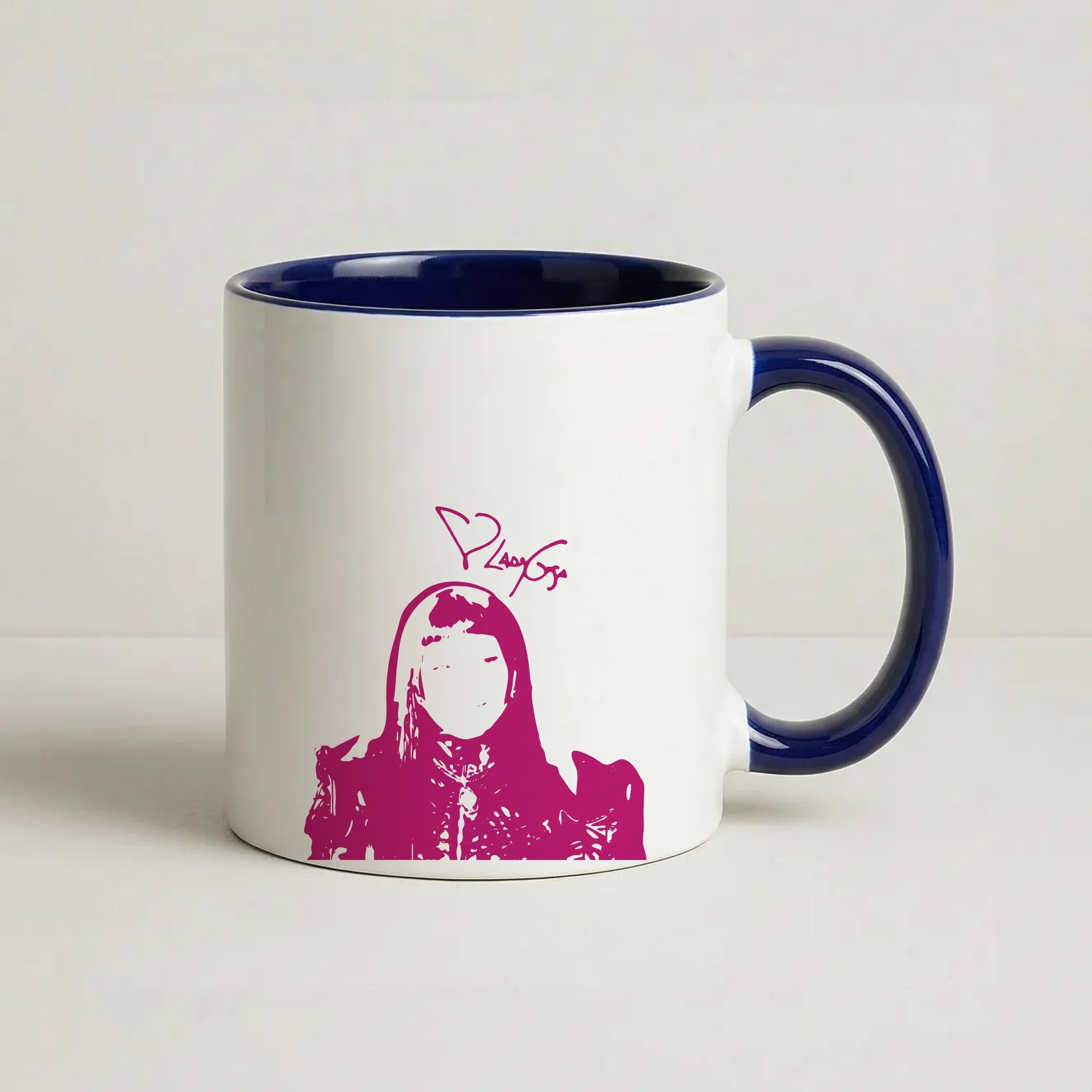 Navy Blue Gaga Silhouette  Coffee Navy Blue Mug