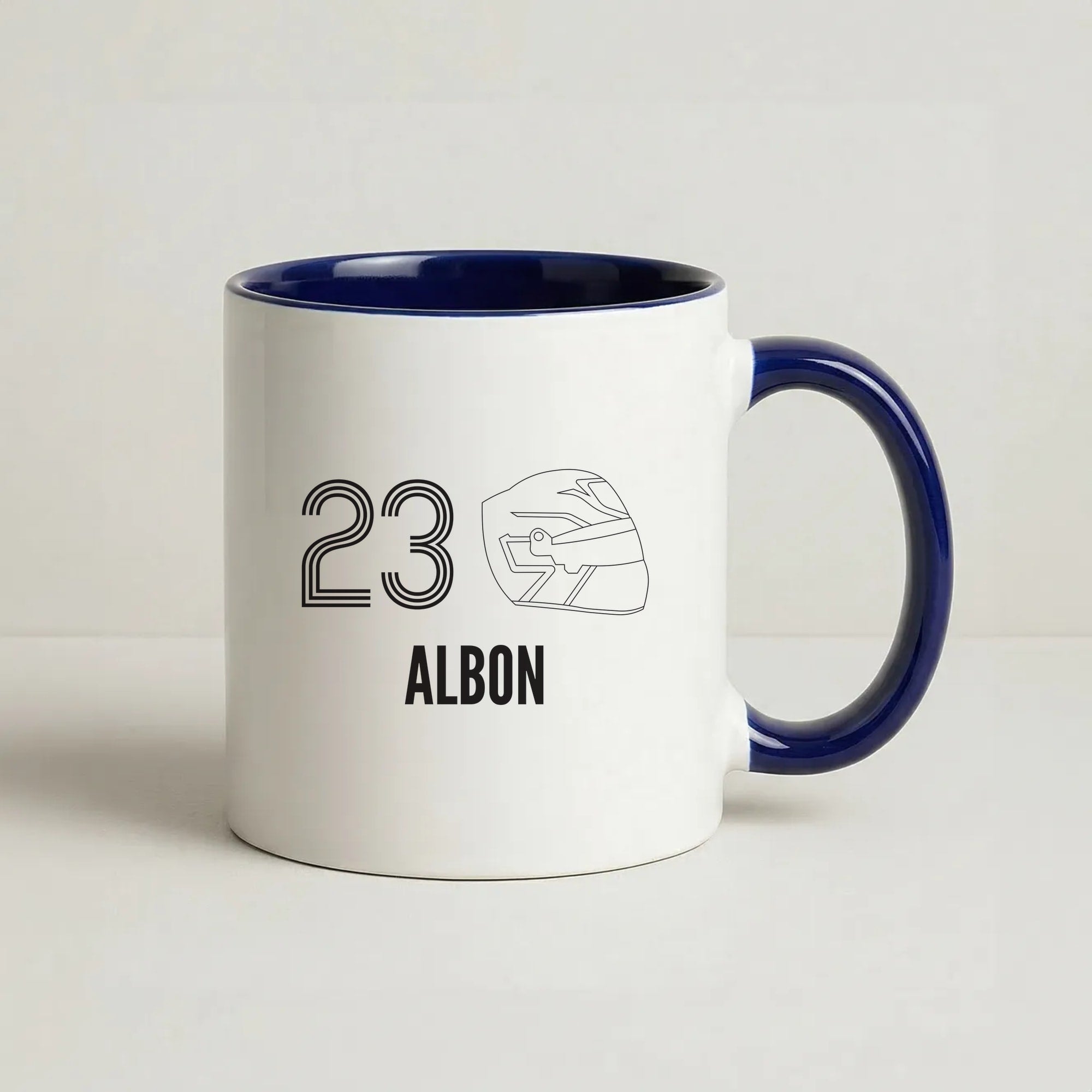 Albon Helmet 2026 Coffee Navy Blue Mug