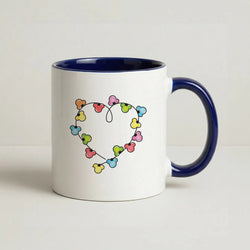 Cartoon Mouse Christmas Fairylights Heart Coffee Navy Blue Mug