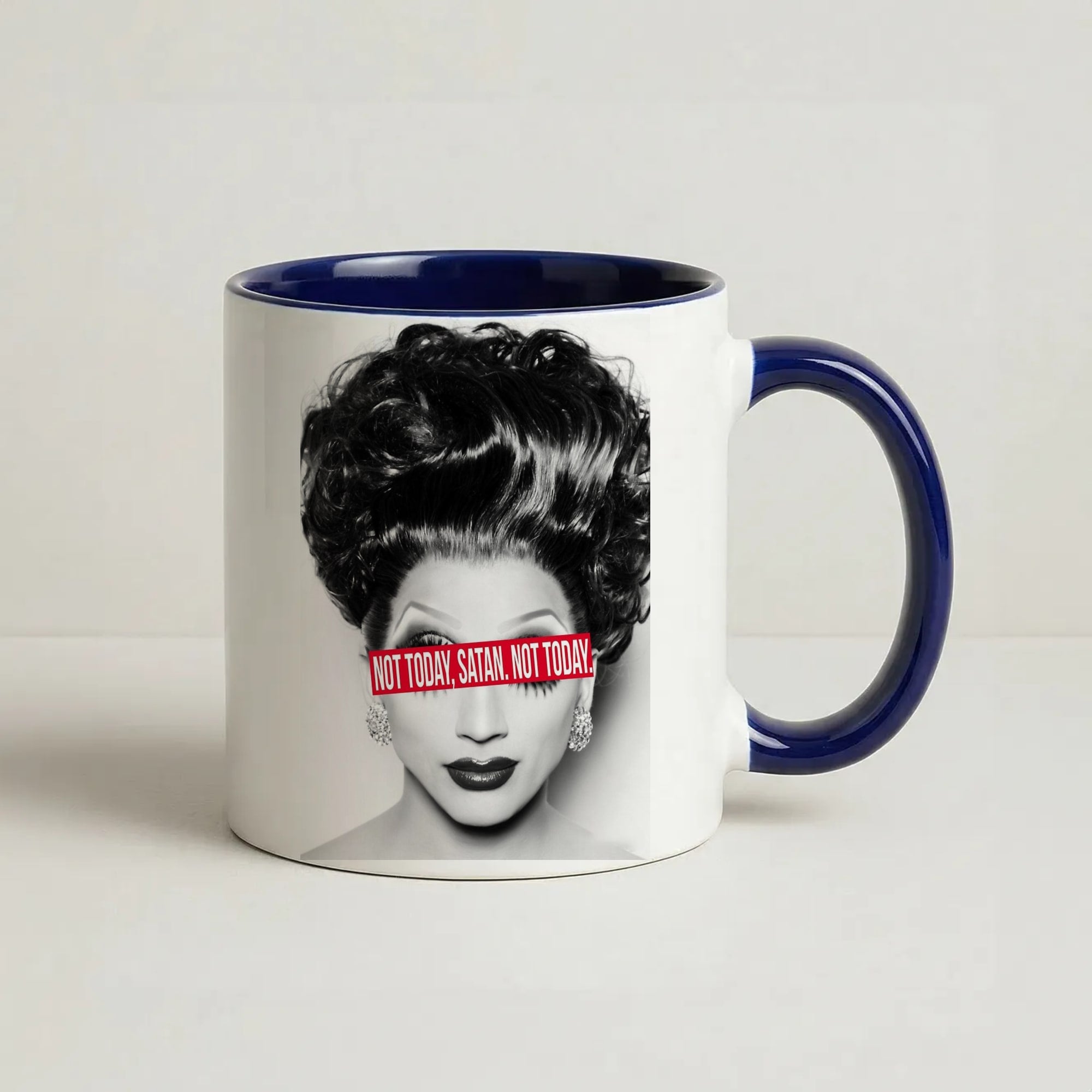 Not Today, Satan. Not Today - Drag Queen's Drag Race Coffee Navy Blue Mug