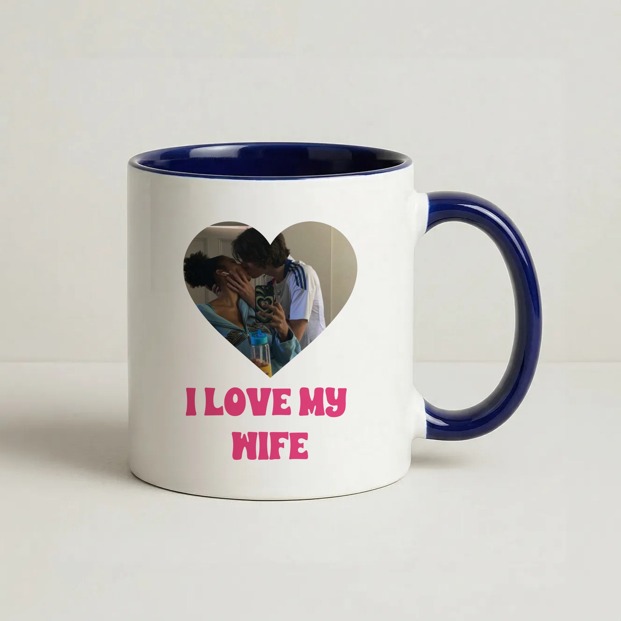 I Love My Wife - Personalised Couples Coffee Navy Blue Mug