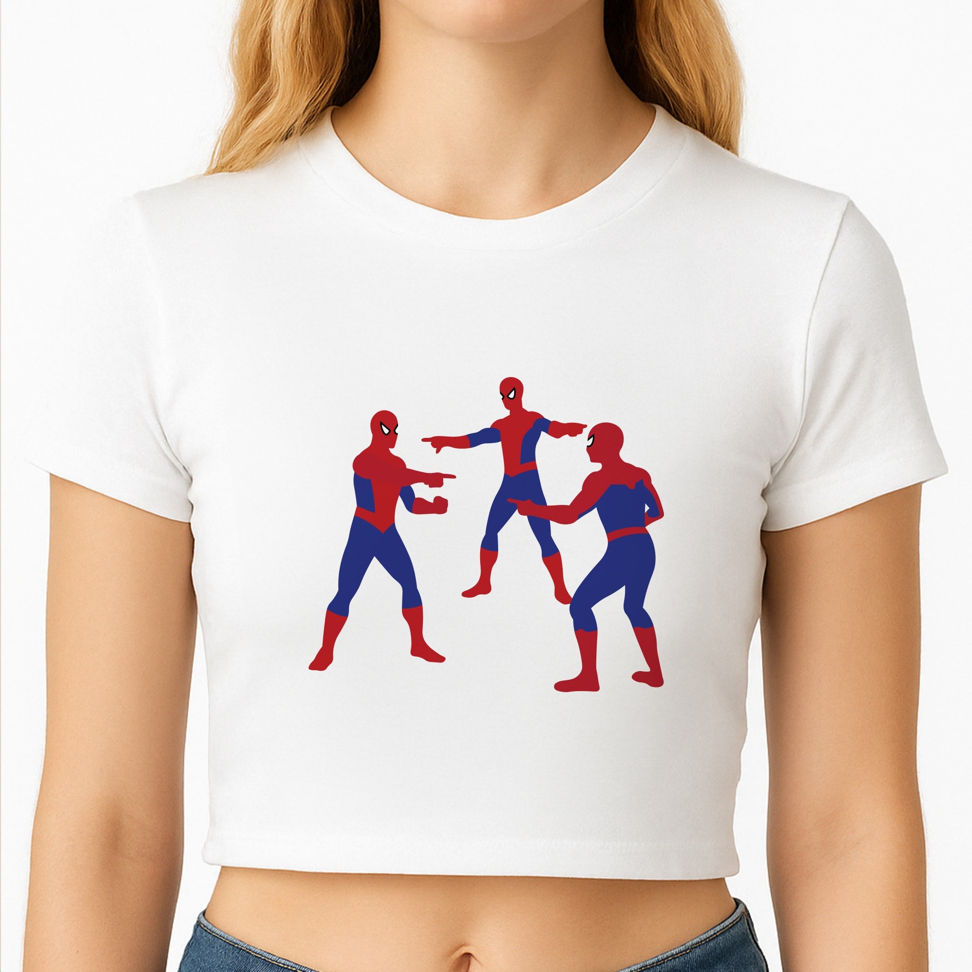 Spider Hero Pointing Meme Crop Top