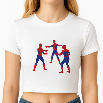 Spider Hero Pointing Meme Crop Top