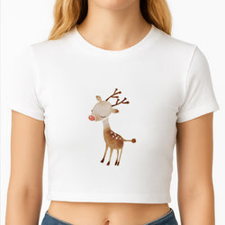 Watercolour Rudolph The Reindeer Crop Top