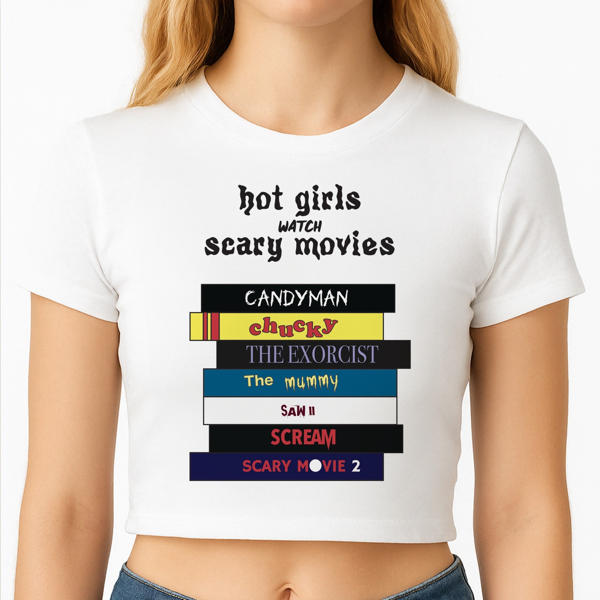 Hot Girls Watch Scary Movies Crop Top