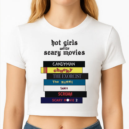 Hot Girls Watch Scary Movies Crop Top