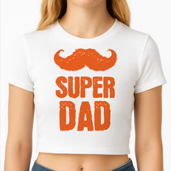 Moustache Super Dad Orange Crop Top
