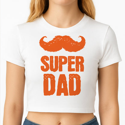 Moustache Super Dad Orange Crop Top