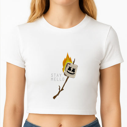 Stay Mello White Helmet DJw - White Helmet DJ Crop Top