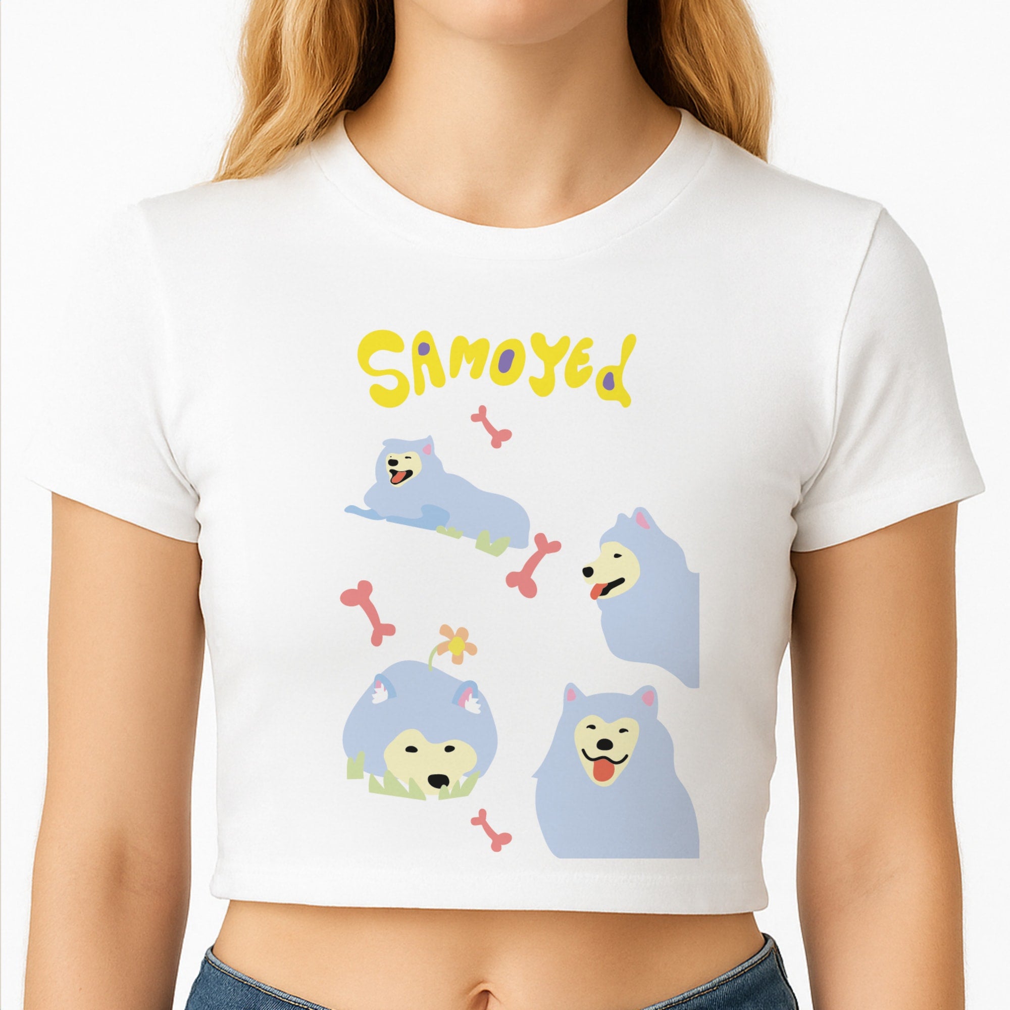 Samoyed - Dog Patterns Crop Top