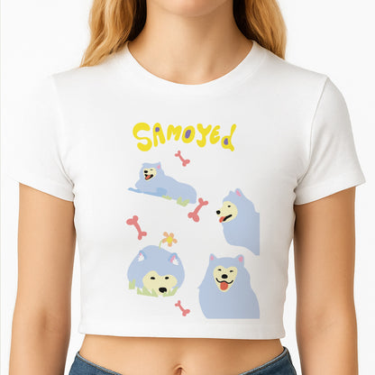 Samoyed - Dog Patterns Crop Top