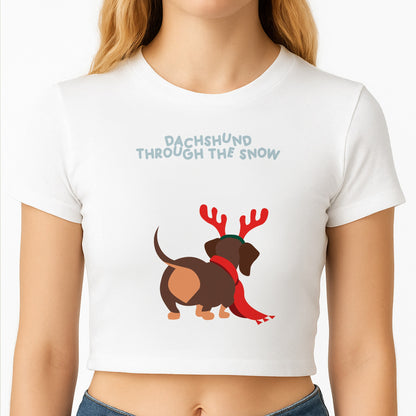 Dachshund Through The Snow - Christmas Crop Top