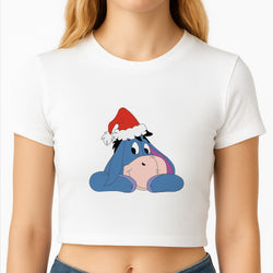 Donkey Pattern Christmas Crop Top