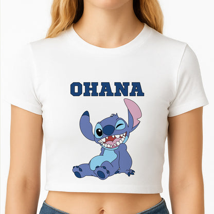 Blue Alien Ohana Crop Top