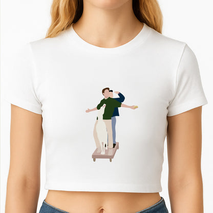 Two Men And A Dog Crop Top