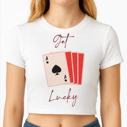 Get Lucky Set Of Cards Crop Top