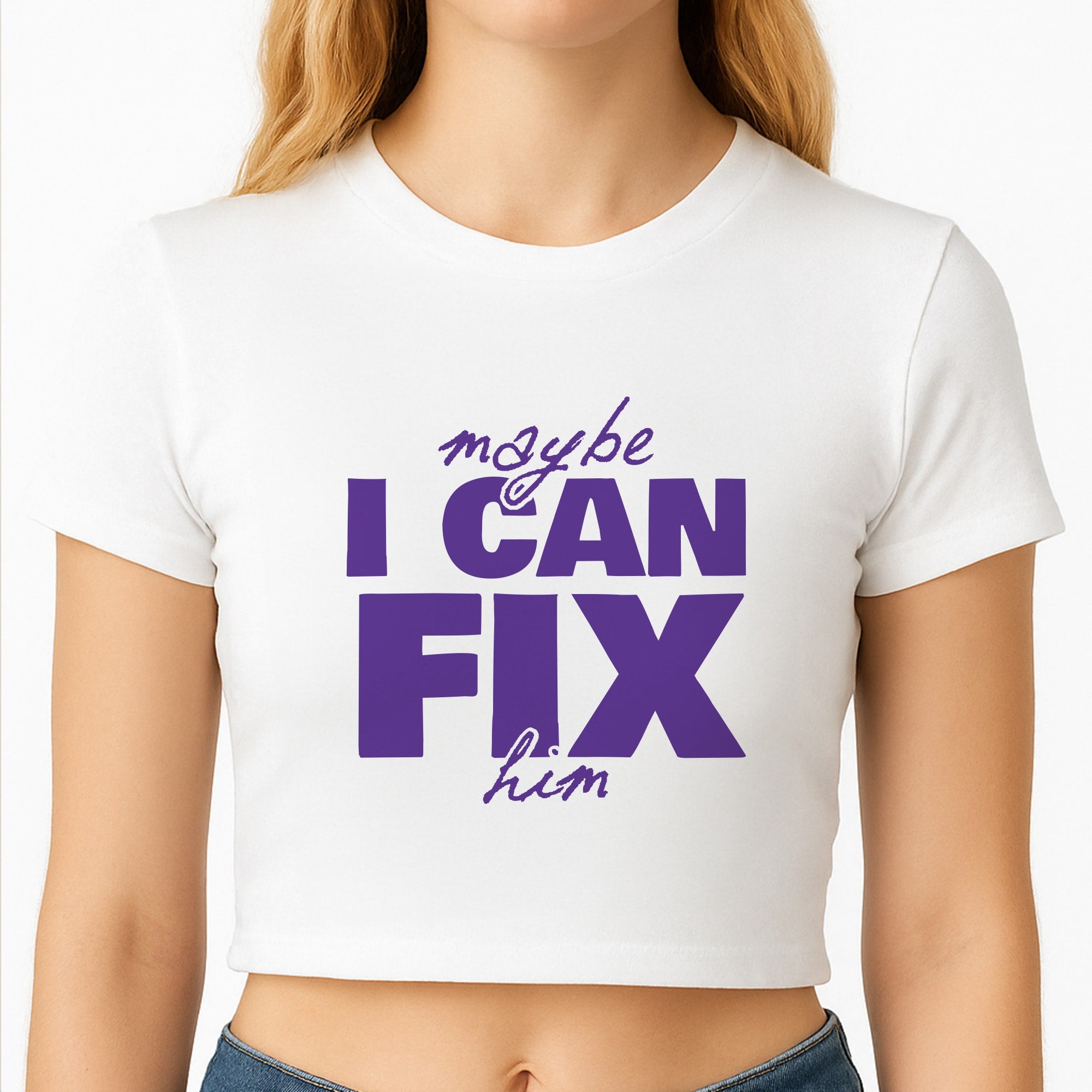 Maybe I Can Fix Him Purple Crop Top