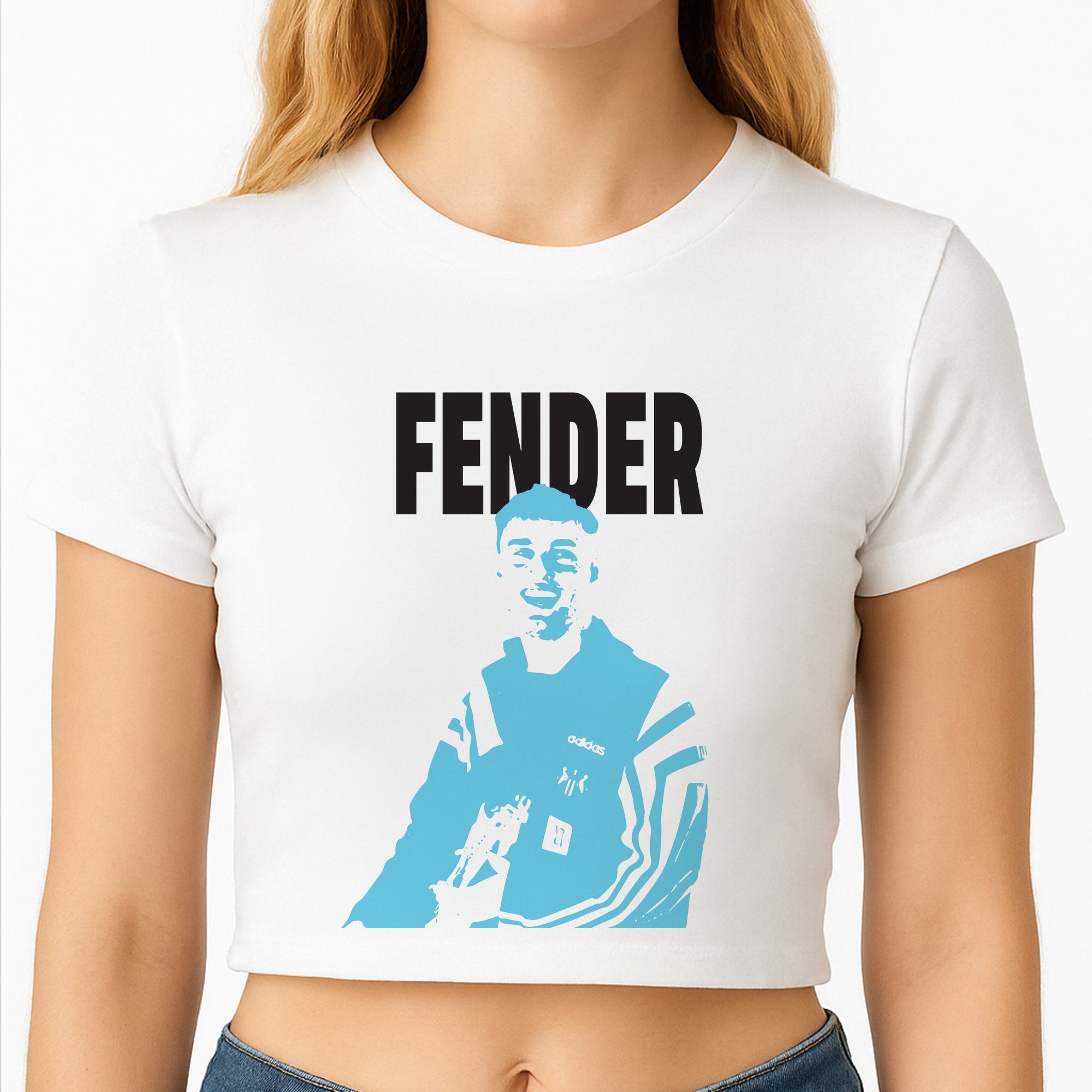 Fender Silhouette Blue Crop Top