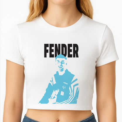 Fender Silhouette Blue Crop Top