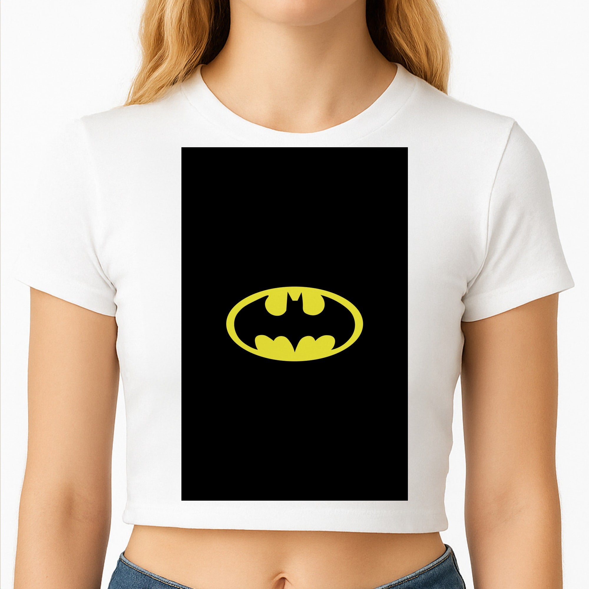 Black Bat Superhero Logo Crop Top